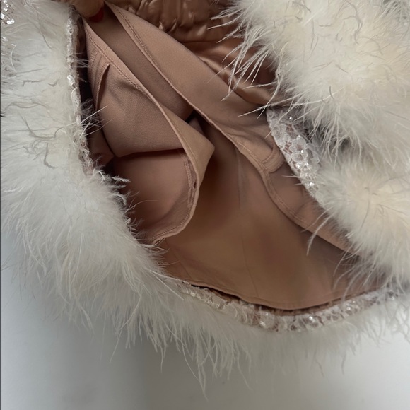 NADINE MERABI Carly Sequins  Mini Dress with detatchable belt and Feather Detail - Picture 8 of 15